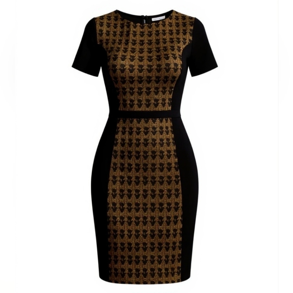 Halston Heritage  Black Cocktail Dress with Lace Detailing size 4